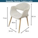 Ver imagem 5 de Cadeira Loire Or Design Revestimento em Linho Bege Estrutura Metálica Simulando Madeira