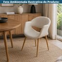 Ver imagem 4 de Cadeira Loire Or Design Revestimento em Linho Bege Estrutura Metálica Simulando Madeira