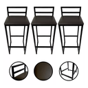 Ver imagem 2 de Kit 3 Banquetas Quadrada Bistro Industrial Alta Casa Bar Cozinha:marrom