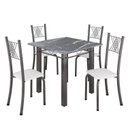 Ver imagem 2 de Conjunto de Jantar Mesa 70x70cm Tampo de Granito Topázio com 4 Cadeiras Sara Yescasa Prata/Branco Liso/Mart