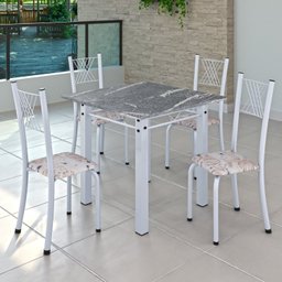 Conjunto de Jantar Mesa 70x70cm Tampo de Granito Topázio com 4 Cadeiras Sara Yescasa - 1