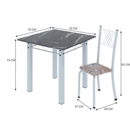 Conjunto de Jantar Mesa 70x70cm Tampo de Granito Topázio com 4 Cadeiras Sara Yescasa - 3