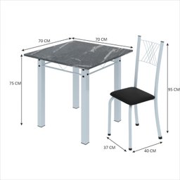 Conjunto de Jantar Mesa 70x70cm Tampo de Granito Topázio com 4 Cadeiras Sara Yescasa - 3