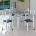 Ver imagem 1 de Conjunto de Jantar Mesa 70x70cm Tampo de Granito Topázio com 4 Cadeiras Sara Yescasa Branco/Preto Liso