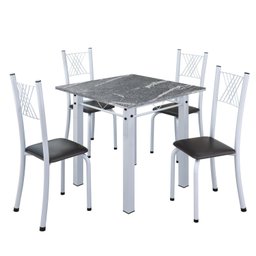 Conjunto de Jantar Mesa 70x70cm Tampo de Granito Topázio com 4 Cadeiras Sara Yescasa - 2