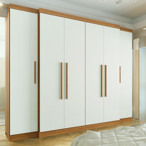 Guarda-Roupa Casal 6 Portas 6 Gavetas Imperial Off White/Freijó/Off-White