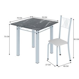 Conjunto de Jantar Mesa 70x70cm Tampo de Granito Topázio com 4 Cadeiras Sara Yescasa - 3