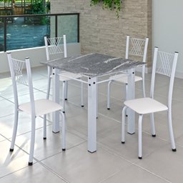 Conjunto de Jantar Mesa 70x70cm Tampo de Granito Topázio com 4 Cadeiras Sara Yescasa - 1