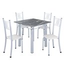 Ver imagem 2 de Conjunto de Jantar Mesa 70x70cm Tampo de Granito Topázio com 4 Cadeiras Sara Yescasa Branco/Liso