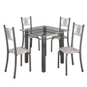 Ver imagem 2 de Conjunto de Jantar Mesa 75x75cm Tampo de Vidro Incolor com 4 Cadeiras Sara Yescasa