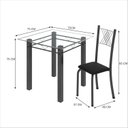 Ver imagem 3 de Conjunto de Jantar Mesa 75x75cm Tampo de Vidro Incolor com 4 Cadeiras Sara Yescasa Prata/Preto Liso/Mart