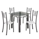 Ver imagem 2 de Conjunto de Jantar Mesa 75x75cm Tampo de Vidro Incolor com 4 Cadeiras Sara Yescasa