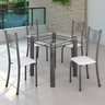 Conjunto de Jantar Mesa 75x75cm Tampo de Vidro Incolor com 4 Cadeiras Sara Yescasa - 1