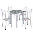 Ver imagem 2 de Conjunto de Jantar Mesa 75x75cm Tampo de Vidro Incolor com 4 Cadeiras Sara Yescasa