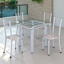 Ver imagem 1 de Conjunto de Jantar Mesa 75x75cm Tampo de Vidro Incolor com 4 Cadeiras Sara Yescasa