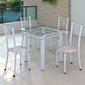 Conjunto de Jantar Mesa 75x75cm Tampo de Vidro Incolor com 4 Cadeiras Sara Yescasa - 1
