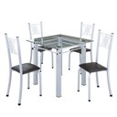 Ver imagem 2 de Conjunto de Jantar Mesa 75x75cm Tampo de Vidro Incolor com 4 Cadeiras Sara Yescasa