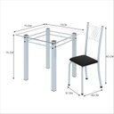 Ver imagem 3 de Conjunto de Jantar Mesa 75x75cm Tampo de Vidro Incolor com 4 Cadeiras Sara Yescasa Branco/Preto Liso