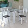 Conjunto de Jantar Mesa 75x75cm Tampo de Vidro Incolor com 4 Cadeiras Sara Yescasa - 1