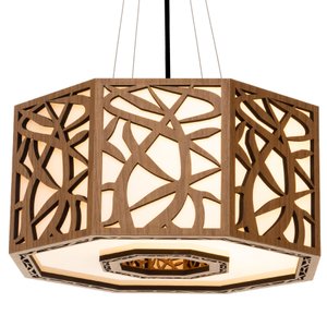 Luminária Decorativa Madeira Pendente Copacabana Octa 45cm:Freijó