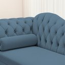 Ver imagem 3 de Divã Recamier Lavínia Clássico 120cm Capitonê com Pés de Madeira Linho Azul - Desk Design