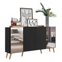 Ver imagem 1 de Aparador Buffet Retrô Com Espelho Multimóveis Preto/natural