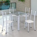 Ver imagem 1 de Conjunto de Jantar Mesa 75x75cm Tampo de Vidro Incolor com 4 Cadeiras Sara Yescasa