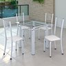 Conjunto de Jantar Mesa 75x75cm Tampo de Vidro Incolor com 4 Cadeiras Sara Yescasa - 1