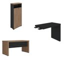 Ver imagem 2 de Conjunto Escritório Completo Mesa Diretor em L 135,6cm + Armário Tamburato Organizador Marrom/Nogal/Preto Artany