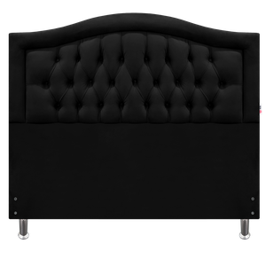 Cabeceira Cama Queen Capitone Sophia Provençal Suede Preto 120 Rbl