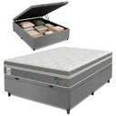 Ver imagem 1 de Cama Box Baú Colchão Casal Molas Ensacadas Euro In Up 138x188x67cm Cinza / Branco Probel