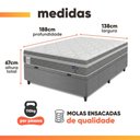Ver imagem 3 de Cama Box Baú Colchão Casal Molas Ensacadas Euro In Up 138x188x67cm Cinza / Branco Probel