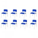 Ver imagem 1 de Kit 8 Cadeira Iso Infantil Creche, Base Branco Azul