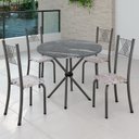 Ver imagem 1 de Conjunto de Jantar Mesa Tampo Redondo de Granito Topázio com 4 Cadeiras Sara Yescasa