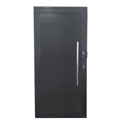 Porta Pivotante de Alumínio Preto com Puxador com Fechadura Digital Linha 30 - Esquerda/ 210 x 120