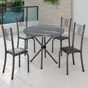 Ver imagem 1 de Conjunto de Jantar Mesa Tampo Redondo de Granito Topázio com 4 Cadeiras Sara Yescasa