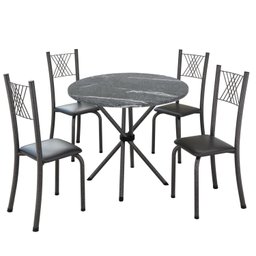 Conjunto de Jantar Mesa Tampo Redondo de Granito Topázio com 4 Cadeiras Sara Yescasa - 2