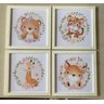 4 Quadros Decorativos Safari Floral Infantil Quarto MDF 30cm:Branco - 1