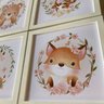 4 Quadros Decorativos Safari Floral Infantil Quarto MDF 30cm:Branco - 2