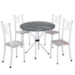 Conjunto de Jantar Mesa Tampo Redondo de Granito Topázio com 4 Cadeiras Sara Yescasa - 2