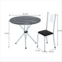 Ver imagem 3 de Conjunto de Jantar Mesa Tampo Redondo de Granito Topázio com 4 Cadeiras Sara Yescasa Branco/Preto Liso