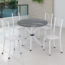 Ver imagem 1 de Conjunto de Jantar Mesa Tampo Redondo de Granito Topázio com 4 Cadeiras Sara Yescasa