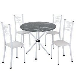 Conjunto de Jantar Mesa Tampo Redondo de Granito Topázio com 4 Cadeiras Sara Yescasa - 2