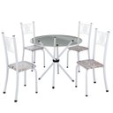 Ver imagem 2 de Conjunto de Jantar Mesa Tampo Redondo de Vidro Incolor com 4 Cadeiras Sara Yescasa