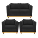 Ver imagem 1 de Kit Sofá 2 Lugares e 2 Poltronas Europa Suede Preto Doce Sonho Móveis