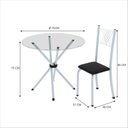 Ver imagem 3 de Conjunto de Jantar Mesa Tampo Redondo de Vidro Incolor com 4 Cadeiras Sara Yescasa Branco/Preto Liso