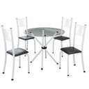Ver imagem 2 de Conjunto de Jantar Mesa Tampo Redondo de Vidro Incolor com 4 Cadeiras Sara Yescasa
