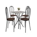 Ver imagem 2 de Conjunto Sala de Jantar Mesa Quadrada 70cm Tampo Granito com 4 Cadeiras Leia Preto/Imbuia/Ocre