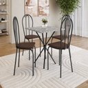 Ver imagem 1 de Conjunto Sala de Jantar Mesa Quadrada 70cm Tampo Granito com 4 Cadeiras Leia Preto/Imbuia/Ocre