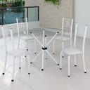 Ver imagem 1 de Conjunto de Jantar Mesa Tampo Redondo de Vidro Incolor com 4 Cadeiras Sara Yescasa